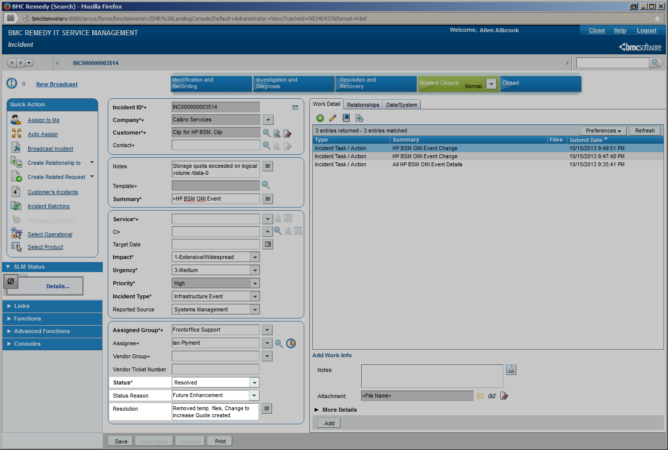 Integration Micro Focus OpsBridge BMC Remedy AppLink